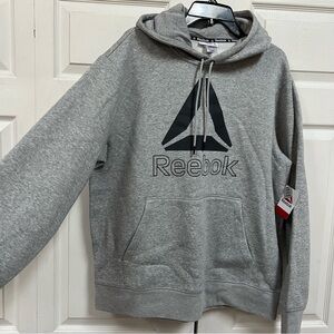 Reebok Men's Gray Logo Hoodie Size Large Sweatshirt